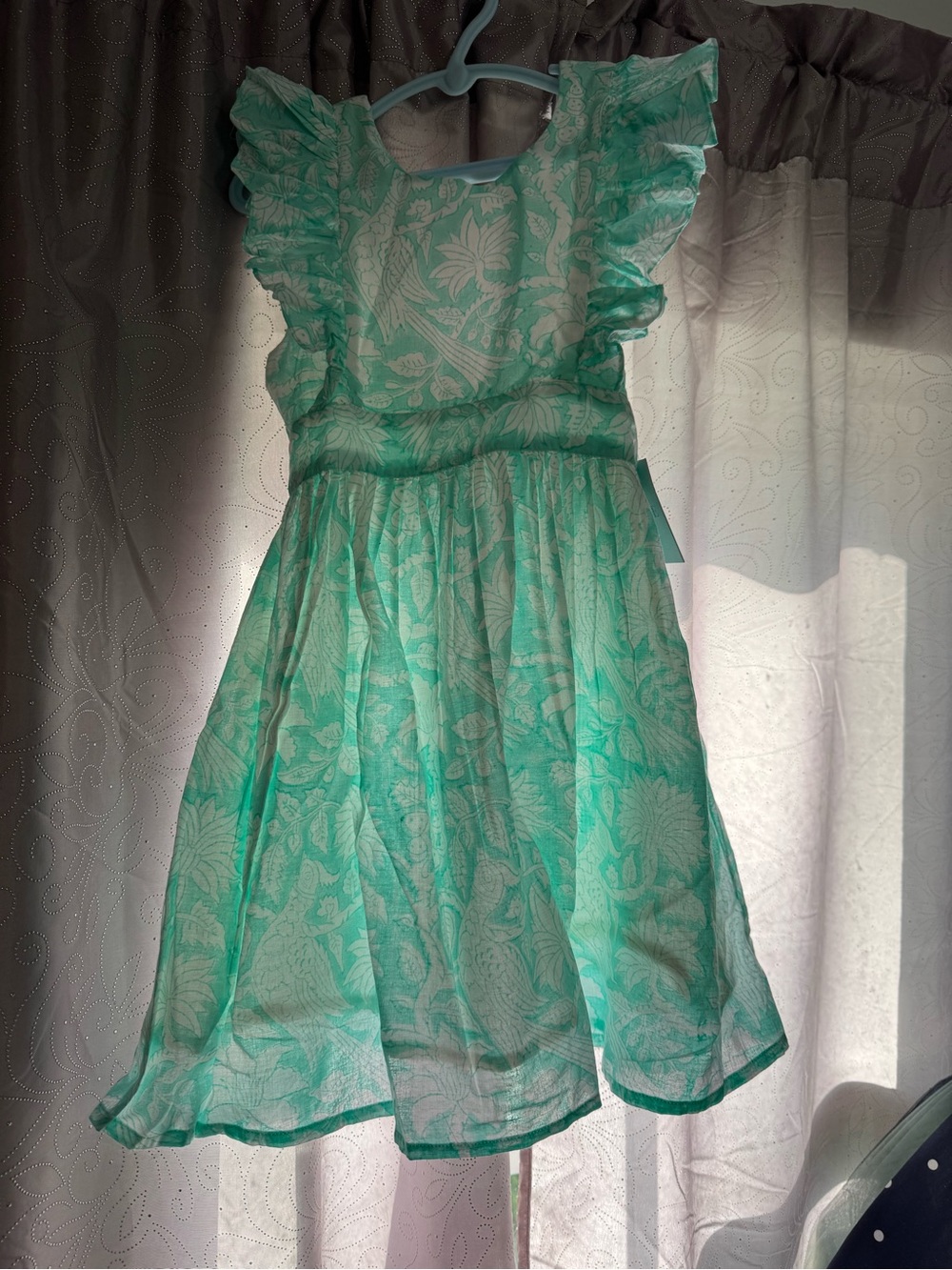 Girls' Mint Floral Ruffle Party Dress
